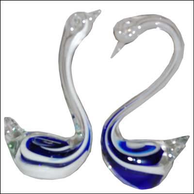 "Crystal  Couple Swans (Blue Color)-289-002 - Click here to View more details about this Product